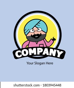 Cartoon Cute Sardar as Company Logo