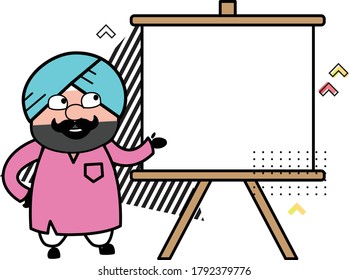 Cartoon Cute Sardar with slide board