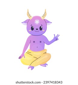 Cartoon cute satan, kawaii devil, lucifer, vector 
