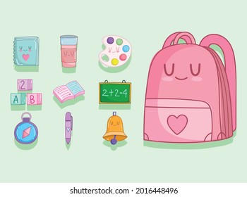 cartoon cute school education set