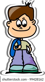 Cartoon cute schoolboy