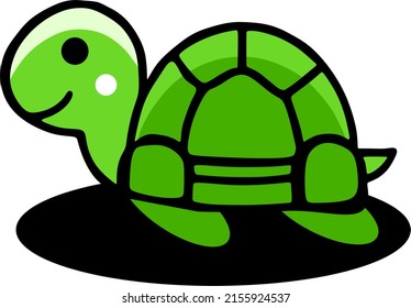 Cartoon cute sea turtle on white background