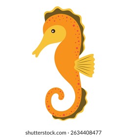 cartoon cute seahorse isolated cartoon, vector illustration of ocean animal in flat style
