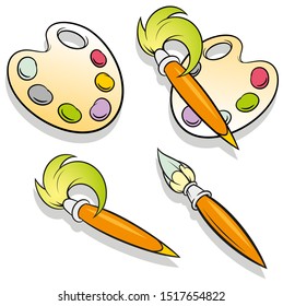 Cartoon cute set of color palettes for paints