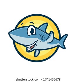 Cartoon Cute Shark Mascot Logo