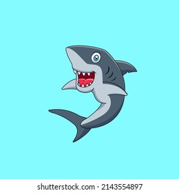 Cartoon cute shark smiling. Vector illustration