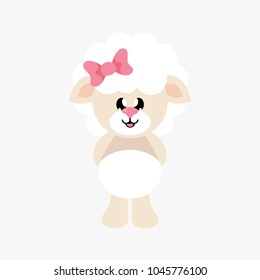 cartoon cute sheep girl with bow