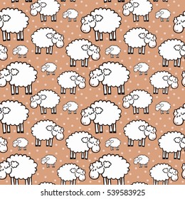 Cartoon cute sheep seamless pattern