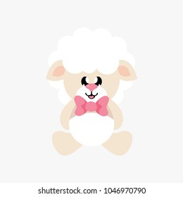 cartoon cute sheep sitting with tie