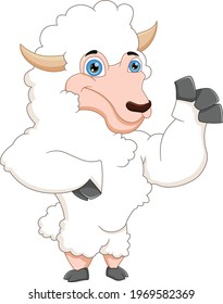 cartoon cute sheep thumbs up