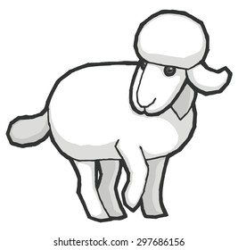 Cartoon cute sheep - vector illustration