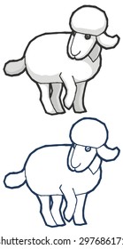 Cartoon cute sheep - vector illustration
