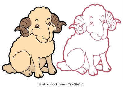 Cartoon cute sheep - vector illustration