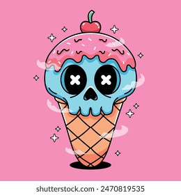 Cartoon Cute Skull Ice Cream