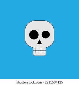 cartoon cute skull illustration flat design vector