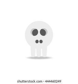 Cartoon cute skull on white background. Vector illustration.