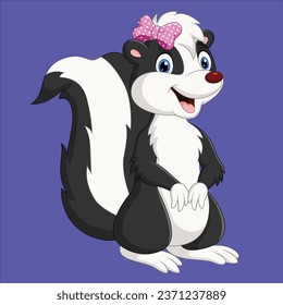 Cartoon cute skunk girl vector design illustration