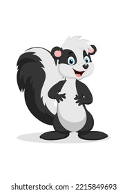 Cartoon cute skunk on white background