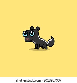 cartoon cute skunk vector illustration for kid .logo or mascot