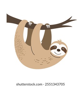 Cartoon cute sloth. Wild hand drawn animals. Childish illustration. Kids style 