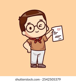 Cartoon cute smart boy vector illustration