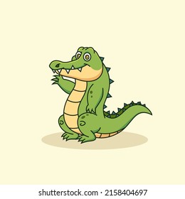 Caricatura cocodrilo sonriente lindo.Ilustración de vector animal
