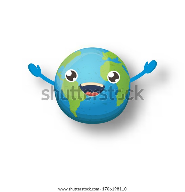 Cartoon Cute Smiling Earth Planet Character Stock Vector Royalty Free