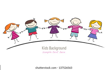 Cartoon with Cute Smiling Kids