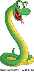 Cartoon cute snake. Vector illustration of funny happy animal.