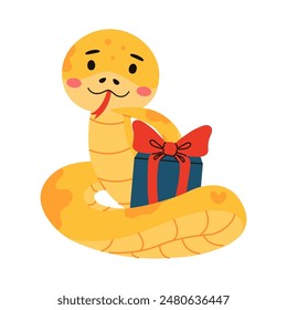  cartoon cute snakes isolated on white background. Little child snake characters.