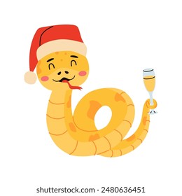  cartoon cute snakes isolated on white background. Little child snake characters.
