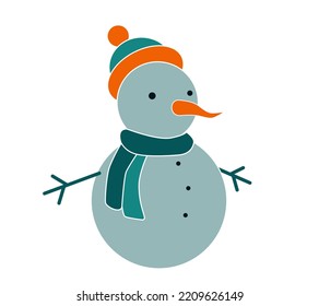 Cartoon cute Snowman isolated on white background
