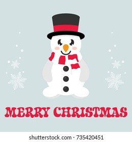 cartoon cute snowman with text vector