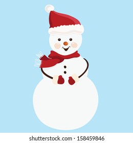 Cartoon cute snowman in vector