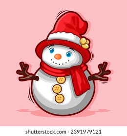 cartoon cute snowman winter icon
