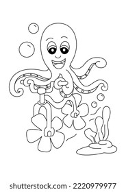 Cartoon Cute Squid For Coloring Page