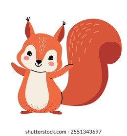 Cartoon cute squirrel. Forest, woodland animal. Children illustration. Kids style 