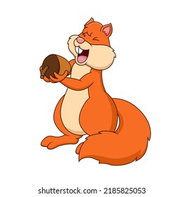 Cartoon cute squirrel holding a nut. Vector illustration. cute animal cartoon