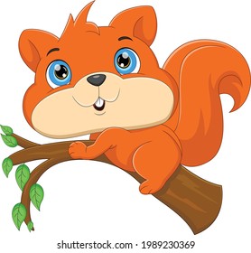 cartoon cute squirrel on the tree