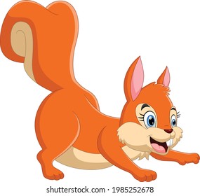 cartoon cute squirrel posing on white background