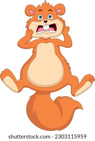  cartoon cute squirrel shocked on white background