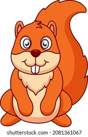 Cartoon cute squirrel sitting. Vector illustration