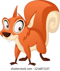 Cartoon cute squirrel. Vector illustration of funny happy animal.
