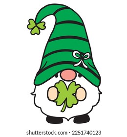 Cartoon cute St patrick's day Gnome character vector.