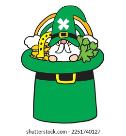 Cartoon cute St patrick's day Gnome character vector.