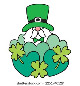 Cartoon cute St patrick's day Gnome character vector.