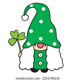 Cartoon cute St patrick's day Gnome character vector.