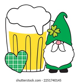 Cartoon cute St patrick's day Gnome character vector.