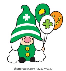 Cartoon cute St patrick's day Gnome character vector.