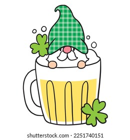 Cartoon cute St patrick's day Gnome character vector.